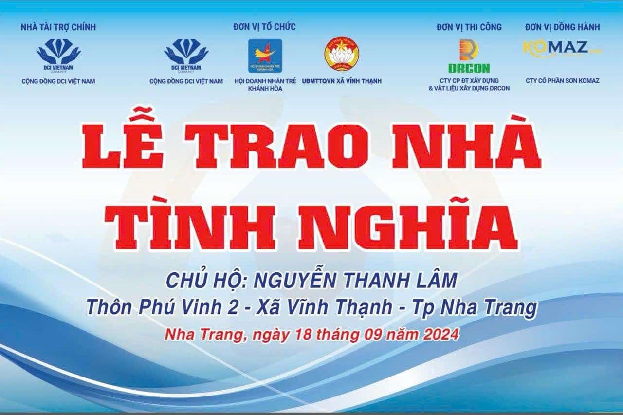 DRCON tham gia Lễ trao tặng Nhà Tình Nghĩa tại xã Vĩnh Thạnh - Khánh Hòa